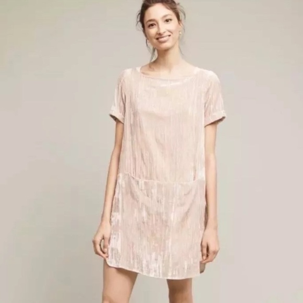 Floreat Crushed Velvet Champagne Mini Dress XXSP
